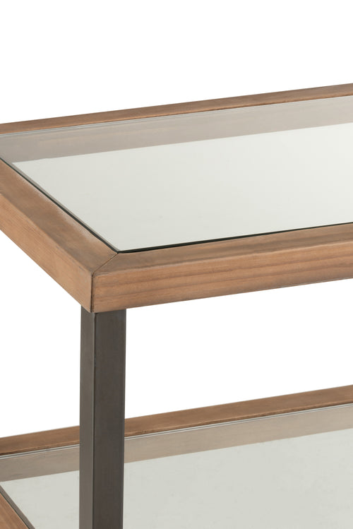 J-Line console 3 Niveaus - glas/hout - bruin - vtwonen shop