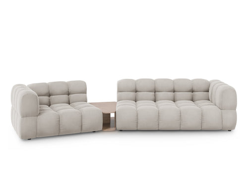 Cosmopolitan Design linker modulaire bank Sky 3-zits, flueel, lichtbeige - 148x353x70cm