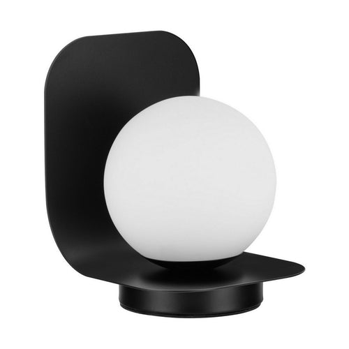 Nova Luce KAMEN Bolvormige tafellamp, zandkleurig zwart, opaal, E16 fitting, 1x5W, aan/uit-schakelaar.