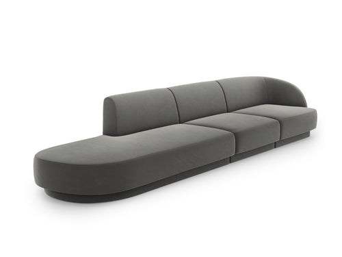 Micadoni linker bank Miley 4-zits, flueel, lichtgrijs - 90x323x70cm