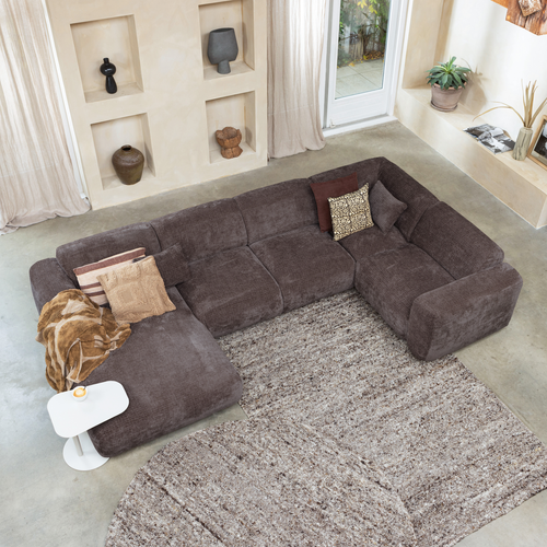 WOOOD hoekbank rechts Cloud - Chenille - Warm Bruin - 80x345x198 cm - vtwonen shop