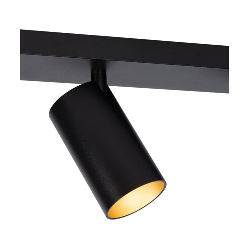 Atmooz plafondlamp Era 5 - zwart - goud binnenin - 120 x 7 x H 10 cm - GU10