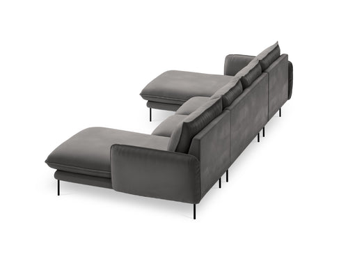 Cosmopolitan Design Panoramische bank Vienna 6-zits, flueel, lichtgrijs - 170x350x95cm