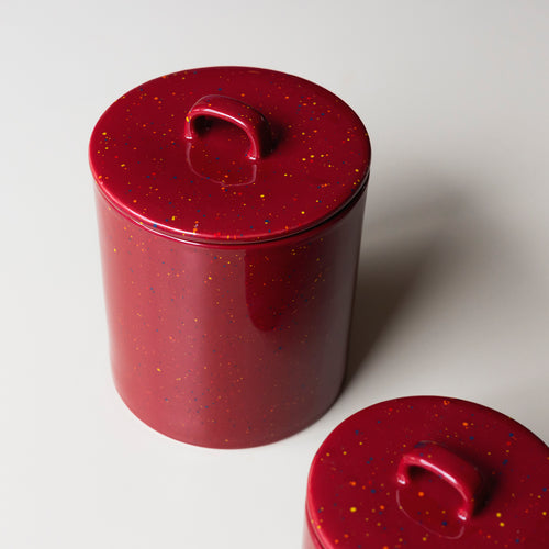 Ona - Voorraadpot 14xH18cm met deksel burgundy Fika