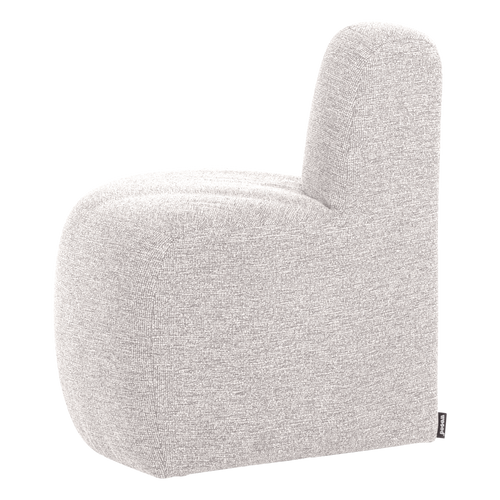 WOOOD eetbank hoek rond rugleuning Mojo Base - Bouclé - Ecru - 83x76x76