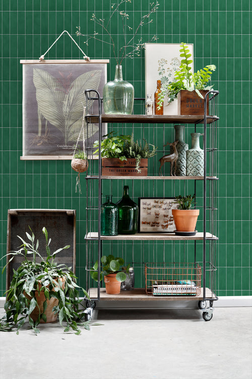 ESTAhome behang tegelmotief donkergroen - 50 x 900 cm - 131534 - vtwonen shop