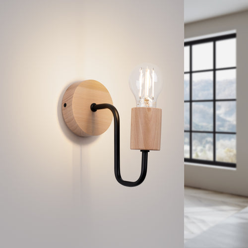 Sollux Lighting Wandlamp TIMBO zwart - 8x19x18,5cm