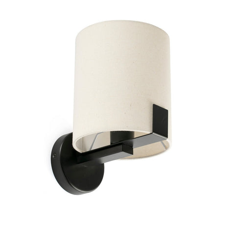 Faro NILA Wandlamp Met Kap Mat Zwart Met Off White Kap