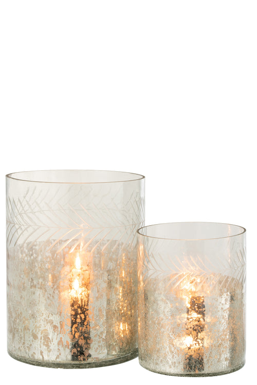 J-Line windlicht Klassiek Crackle - glas - transparant/zilver - large - vtwonen shop