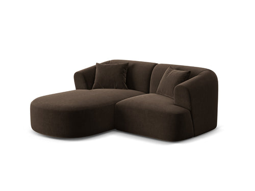 Cosmopolitan Design Modulaire hoekbank links Campi 3-zits, flueel chocolade - 156x180x70cm