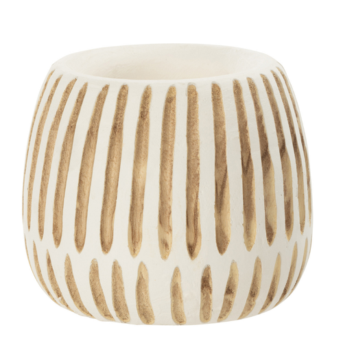 J-Line bloempot Ying - hout - wit - medium - Ø 20 cm - vtwonen shop