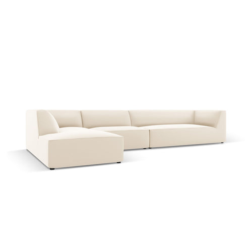 Cosmopolitan Design - Modulaire hoekbank links Siena 5-zits, imitatieleer lichtbeige - 180x366x69cm