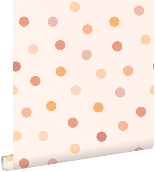 ESTAhome behang stip roze en oranje - 50 x 900 cm - 131625