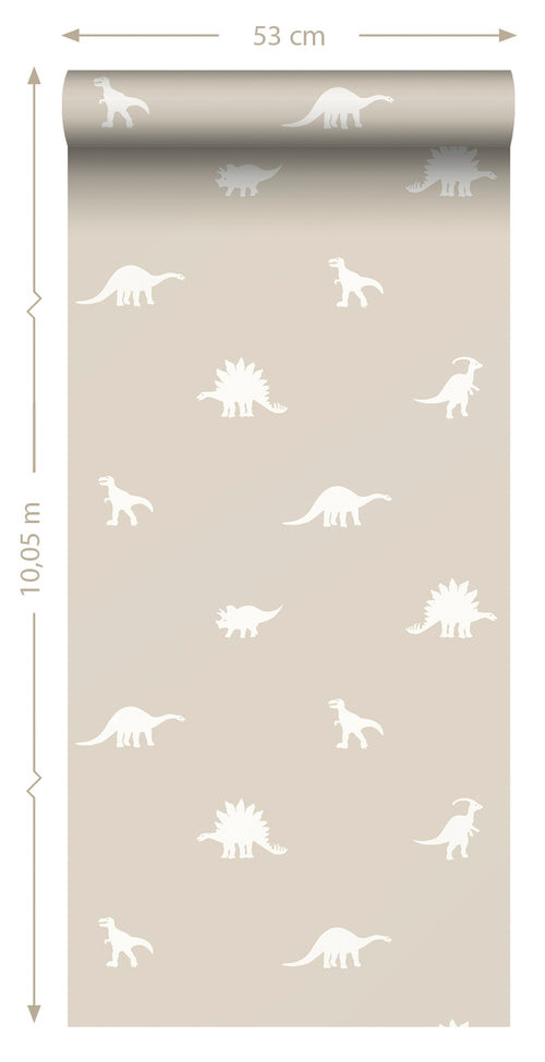 ESTAhome behang dinosaurussen beige - 53 cm x 10.05 m - 139508