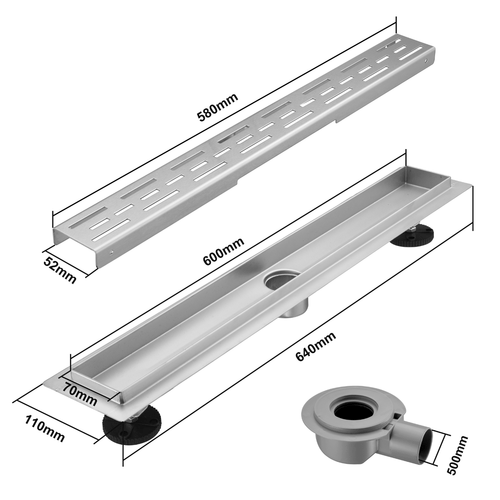 LOMAZOO douchegoot Cayma - geborsteld RVS - 60 cm
