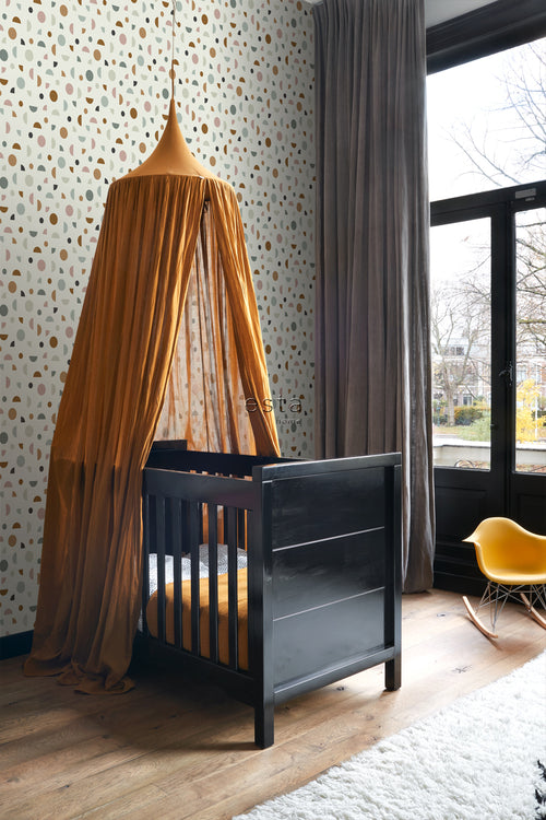 ESTAhome behang grafisch motief lichtbeige, oudroze en mintgroen - 53 cm x 10.05 m - 139277