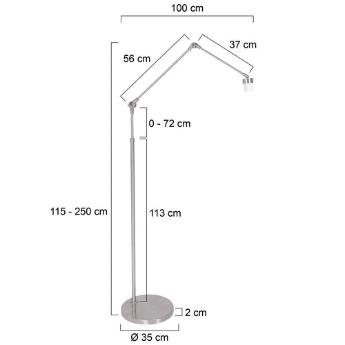 Steinhauer vloerlamp prestige - 1 lichts - 145x 210 cm - mat chroom