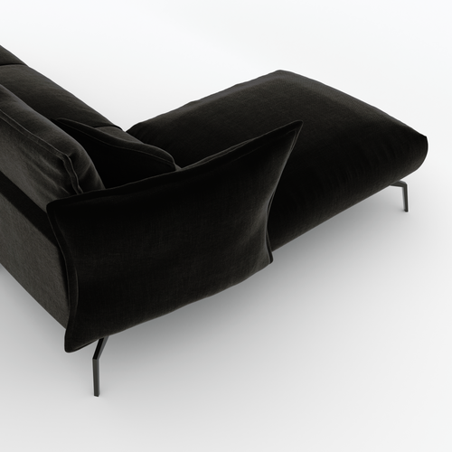 Sia Home - Hoekbanken links LENNY - Fluweel - Donker antraciet - 290cm