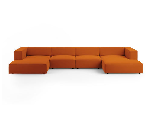 Cosmopolitan Design Panoramische bank Arendal 6-zits, flueel, terracotta - 166x364x70cm