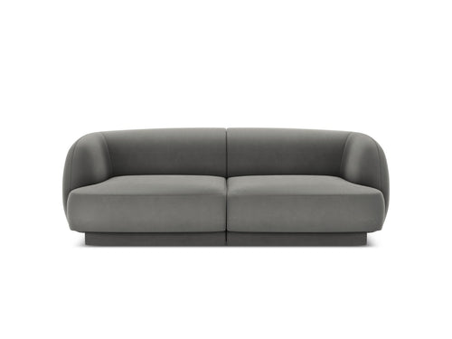 Micadoni Bank Miley 2-zits, flueel, lichtgrijs - 90x180x70cm