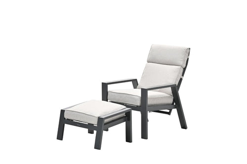 Max verstelbare fauteuil met voetenbank -  carbon black - desert sand