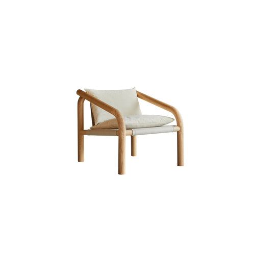 Tikamoon Fauteuil van licht massief eikenhout en crèmekleurig fluweel - Beige - vtwonen shop