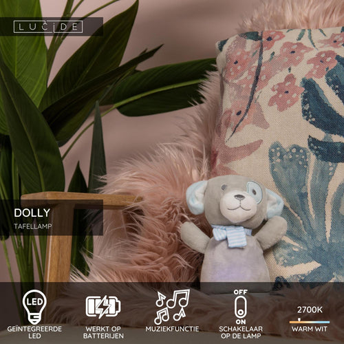 Lucide tafellamp DOLLY - Geïntegreerde LED - Grijs