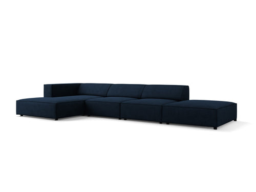 Cosmopolitan Design linker hoekbank Arendal 5-zits, chenille met ribbeleffect, koningsblauw - 166x341x70cm