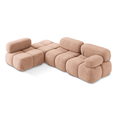 LaMiaSofa hoekbank links Sanremo - chenille stof - perzik - 285x190x70