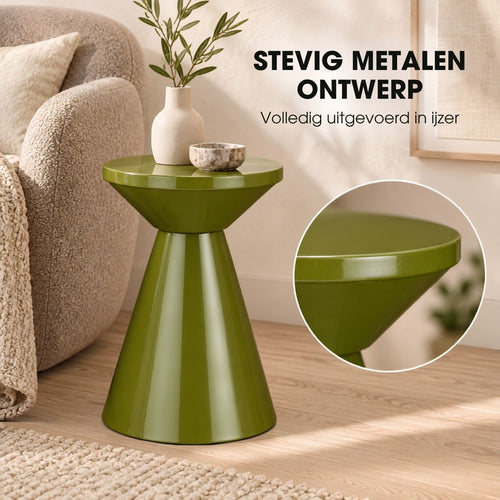 Mica Decorations Jim Bijzettafel - Salontafel met Strak Design voor de Woonkamer - Nachtkastje van Stevig IJzer - Rond Tafeltje voor Extra