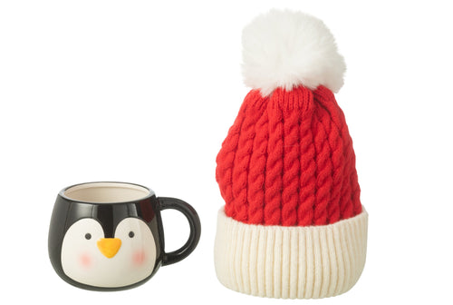 J-Line mok + muts Pinguin - keramiek - mix - giftbox