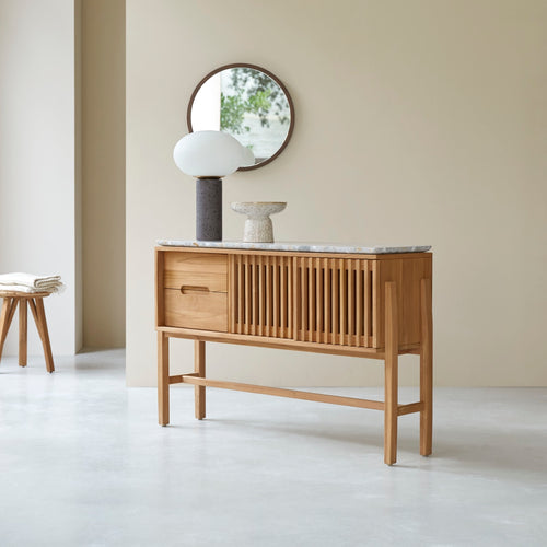 Tikamoon Consoletafel van massief teakhout en premium terrazzo - Naturel