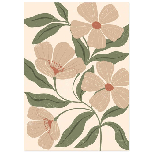 Artfulprints Poster Boho – Dusty florals   - A4 21x29.7 cm - Groen