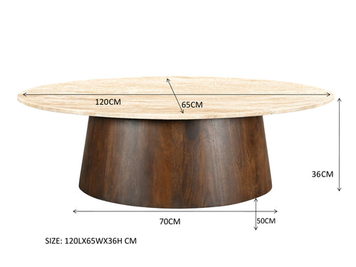 Livingfurn salontafel Valentino Oval - 120cm - mangohout