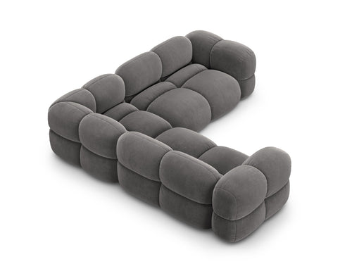 Cosmopolitan Design Hoekbank Loretto 4-zits, flueel grijs - 250x250x68cm