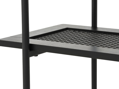 Rebellenclub Sidetable Berley - 100 x 37 cm - Zwart met Rattan