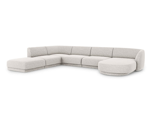 Micadoni Panoramische hoekbank links Miley 6-zits, chenille, lichtgrijs - 255x330x70cm