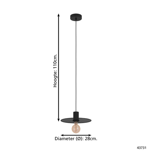 EGLO hanglamp Ikeston - e27 - ø 28 cm - zwart - staal - vtwonen shop