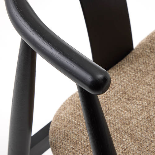 Olivine Kenza Eikenhouten Eetkamerstoel - Zwart met Warm Grijs Zitting - vtwonen shop