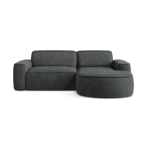LaMiaSofa hoekbank rechts Melissa - chenille stof - donkergrijs - 224x166x70