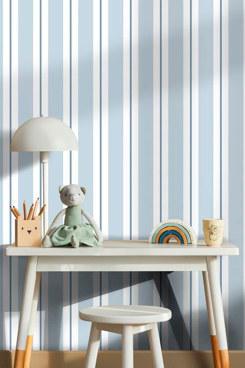 Sanders & Sanders behang strepen blauw - 53 cm x 10 m - 640310