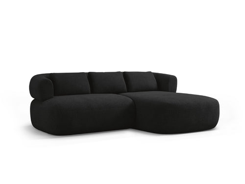 Micadoni rechter hoekbank Jenny 5-zits, boucle zwart - 145x200x73cm