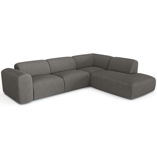 Sia Home - Grote hoekbank  MYRA - bouclé-stof grafietgrijs 269cm