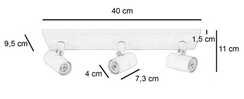 Highlight spot Picollo - 3 lichts - 40  x 11   cm - zwart - vtwonen shop