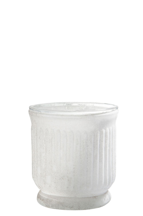 J-Line windlicht Streep - glas - wit - 6 stuks