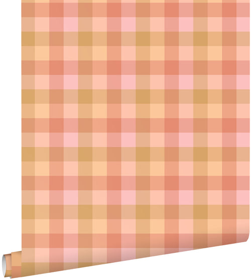 ESTAhome behang ruiten roze en groen - 50 x 900 cm - 132068