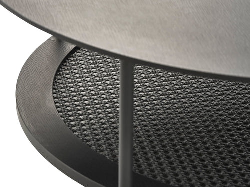 Rebellenclub Salontafel Berley - ¿80 cm - Zwart met Rattan