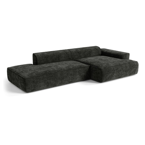 Premium Interiors - Rechthoekige hoekbank HANA - fluweel weefsel donker antraciet 300cm