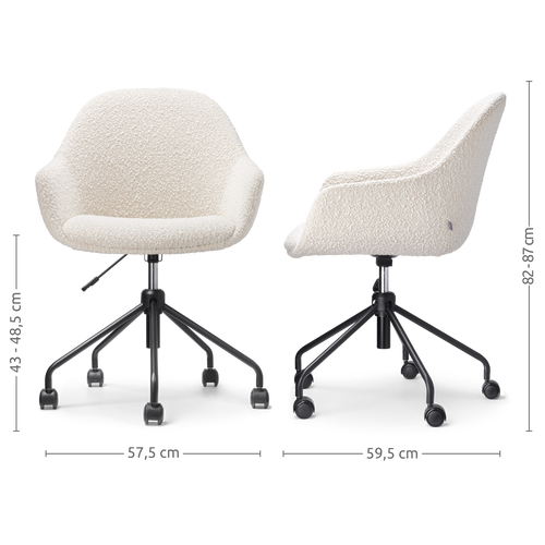 Nolon Nout-Mae Bureaustoelen Set van 2 - Bouclé Beige - Zwart