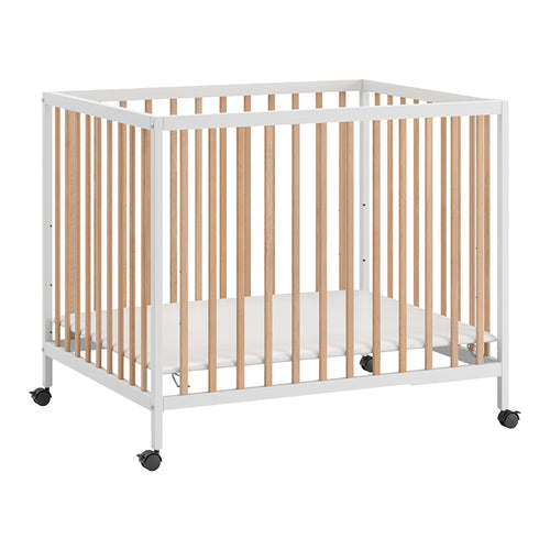 Petite Amélie Baby box Nois – 95x75 cm – Wit & naturel – 4 wielen met rem – In 3 hoogtes verstelbaar - vtwonen shop